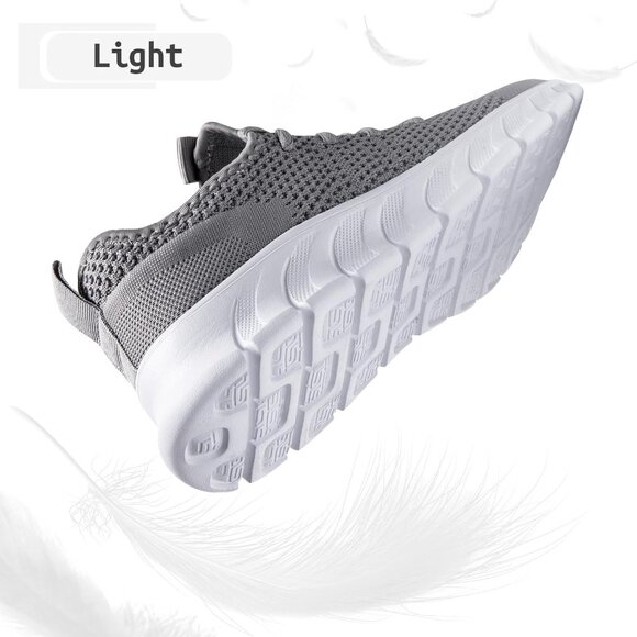 EkRBXA Men Gray Gym Shoes Non Slip Walking Athletic Slip on Breathable Sneakers - Picture 3 of 7